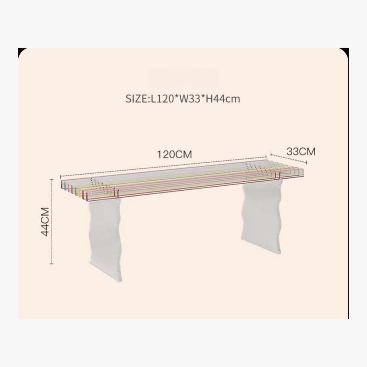 Rainbow Acrylic Bench – product view 8