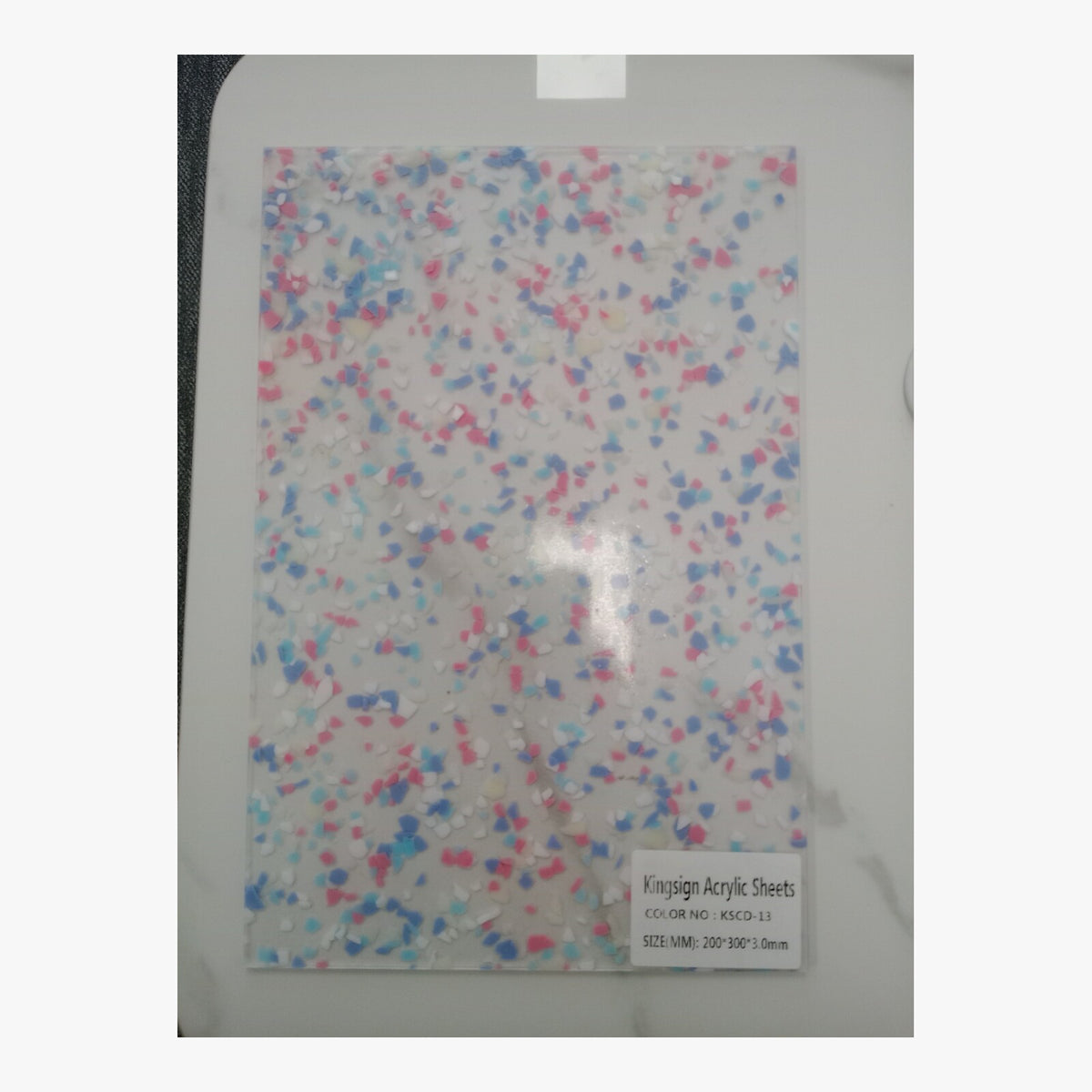 Red Confetti Clear Glitter Acrylic Sheet – KSCD-11 – product view 5