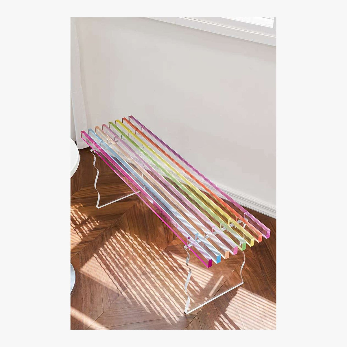 Rainbow Acrylic Bench – product view 3
