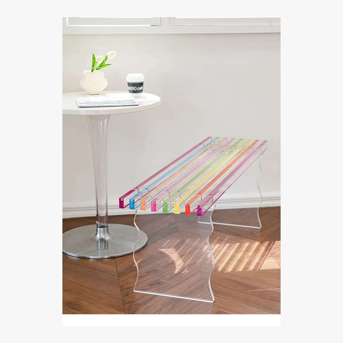Rainbow Acrylic Bench – product view 5