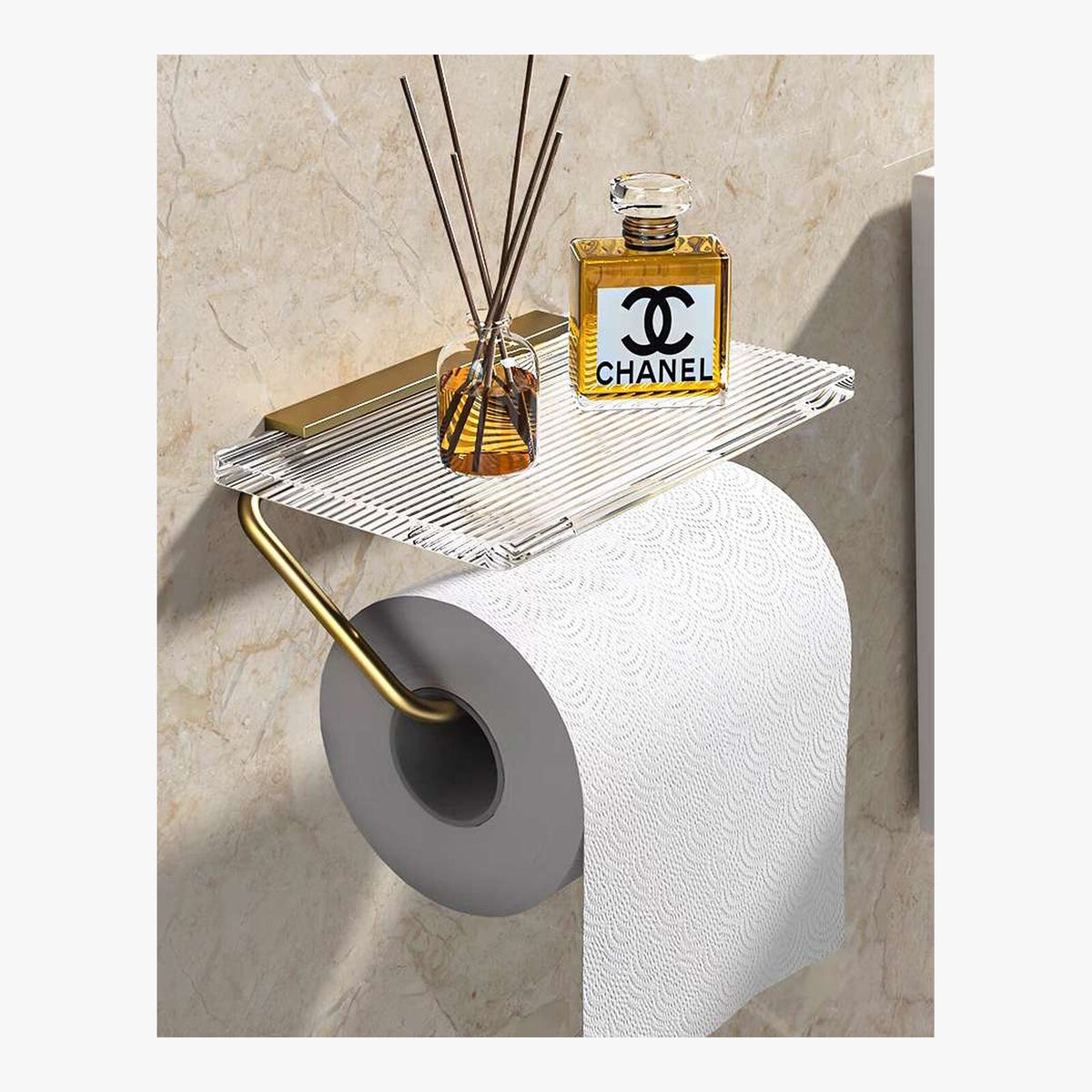 Acrylic Shelf Toilet Paper Holder – product view 2