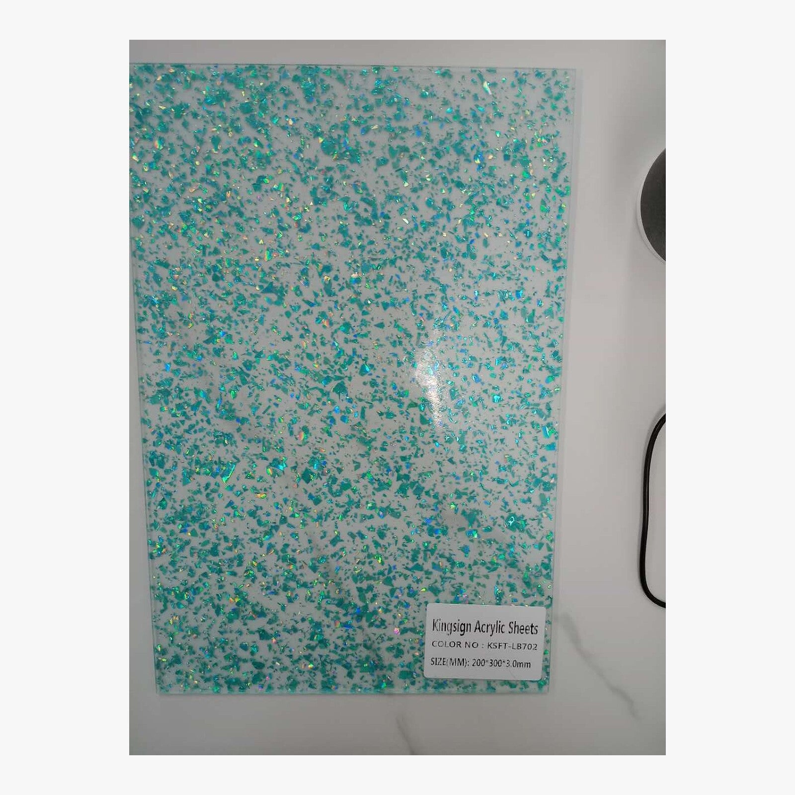 Aqua Confetti Terrazzo Acrylic Sheet – KSST-LB702 – product image
