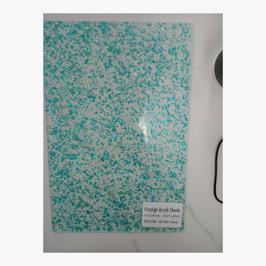 Aqua Confetti Terrazzo Acrylic Sheet – KSST-LB702 – product image