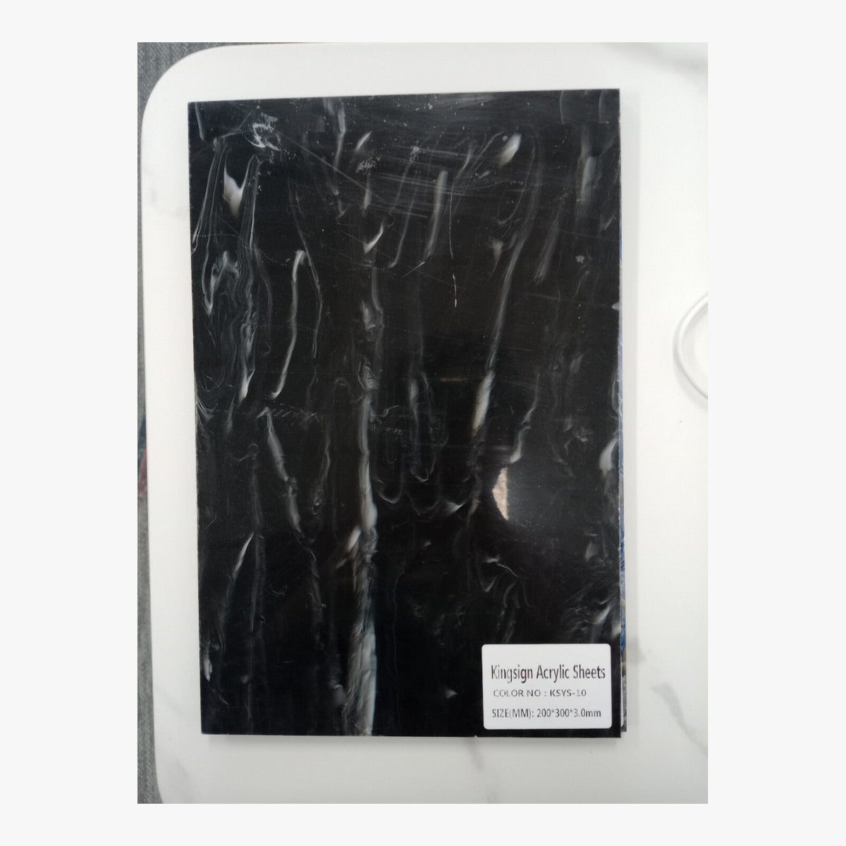 Black & White Veined Marble Acrylic Sheet – KSZW-06 – product image