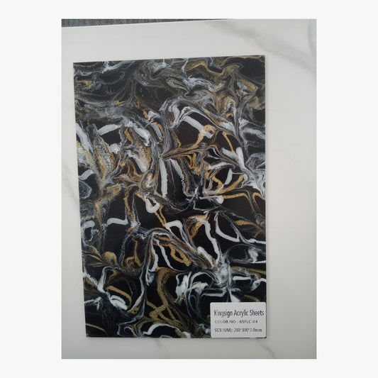 Black, Gold & Silver Marble Acrylic Sheet – KSFLC-04 – product image