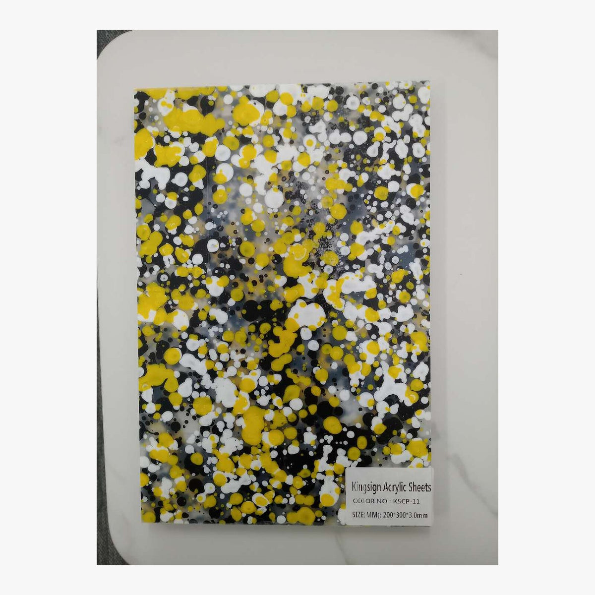 Bumblebee Black, Yellow & White Terrazzo Acrylic Sheet – KSCP-01 – product image