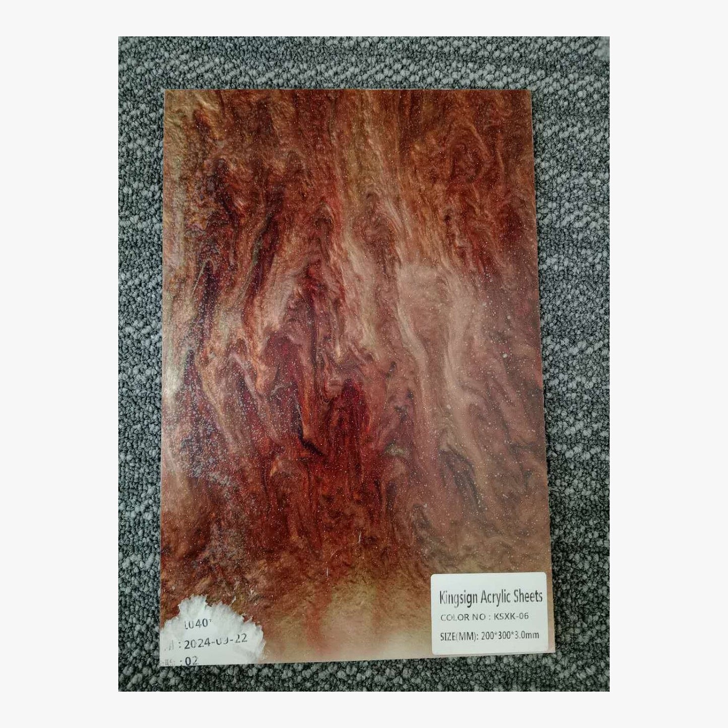 Coral Pink Pearl Marble Acrylic Sheet – KSMH-01 – product view 2