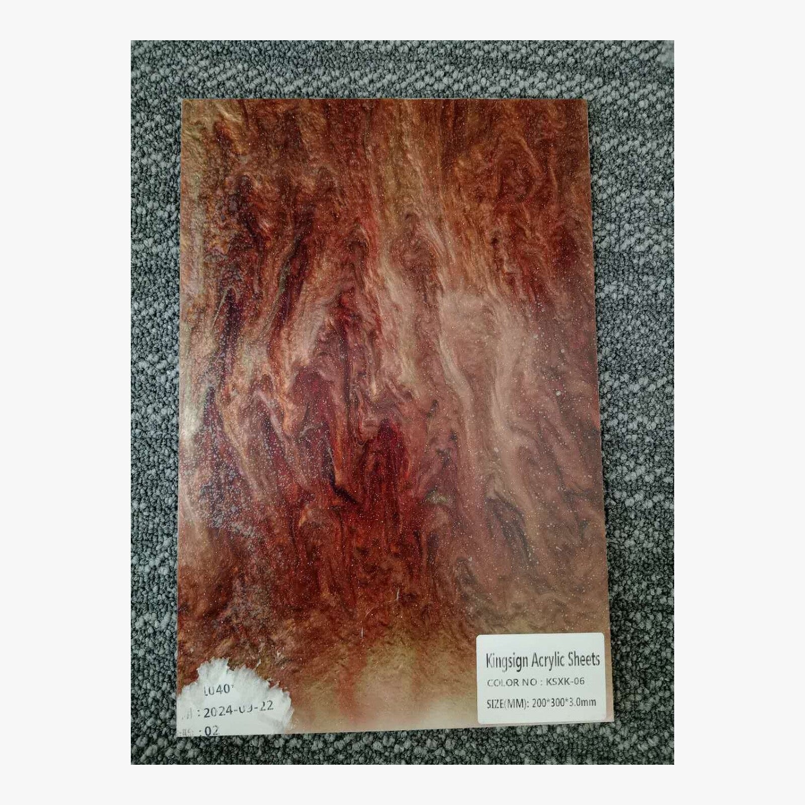 Coral Pink Pearl Marble Acrylic Sheet – KSMH-01 – product view 2