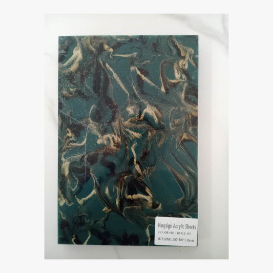 Deep Teal & Gold Starlight Marble Acrylic Sheet – KSFLC-05 – product image