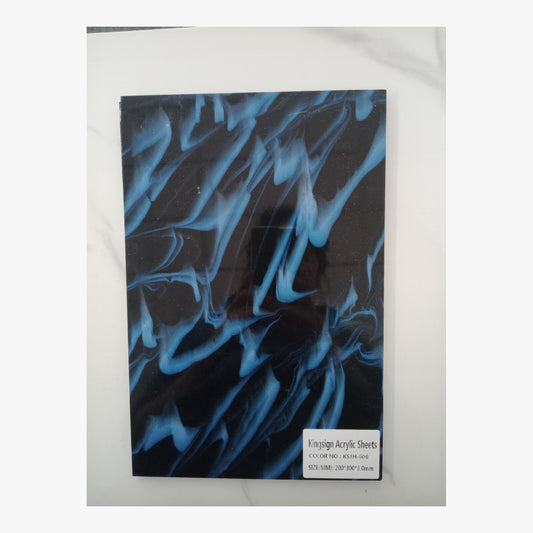 Electric Blue & Black Marble Acrylic Sheet – KSJH-606 – product image
