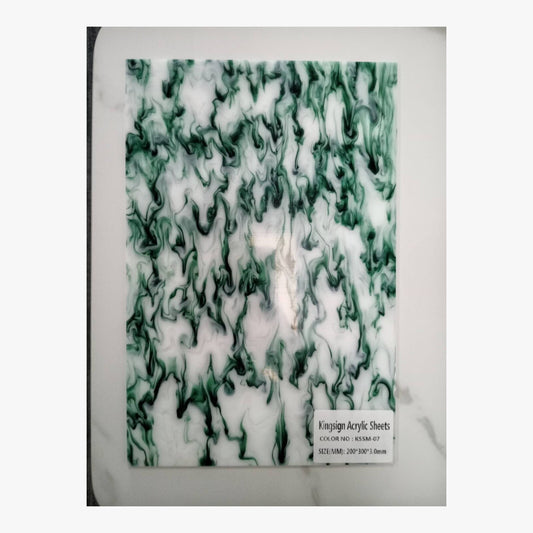 Forest Green & White Marble Acrylic Sheet – KSSM-07 – product image