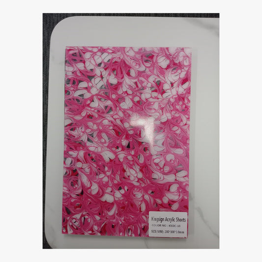 Raspberry & Silver Marble Acrylic Sheet – KSDC-08 – product image