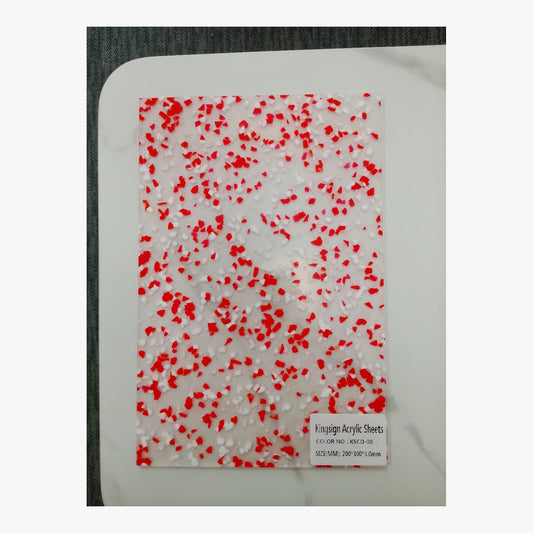 Red Confetti Clear Glitter Acrylic Sheet – KSCD-11 – product image