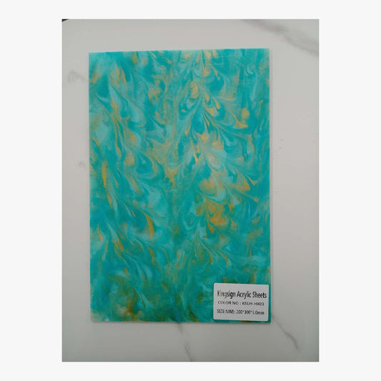 Turquoise & Gold Marble Acrylic Sheet – KSLH-HX03 – product image